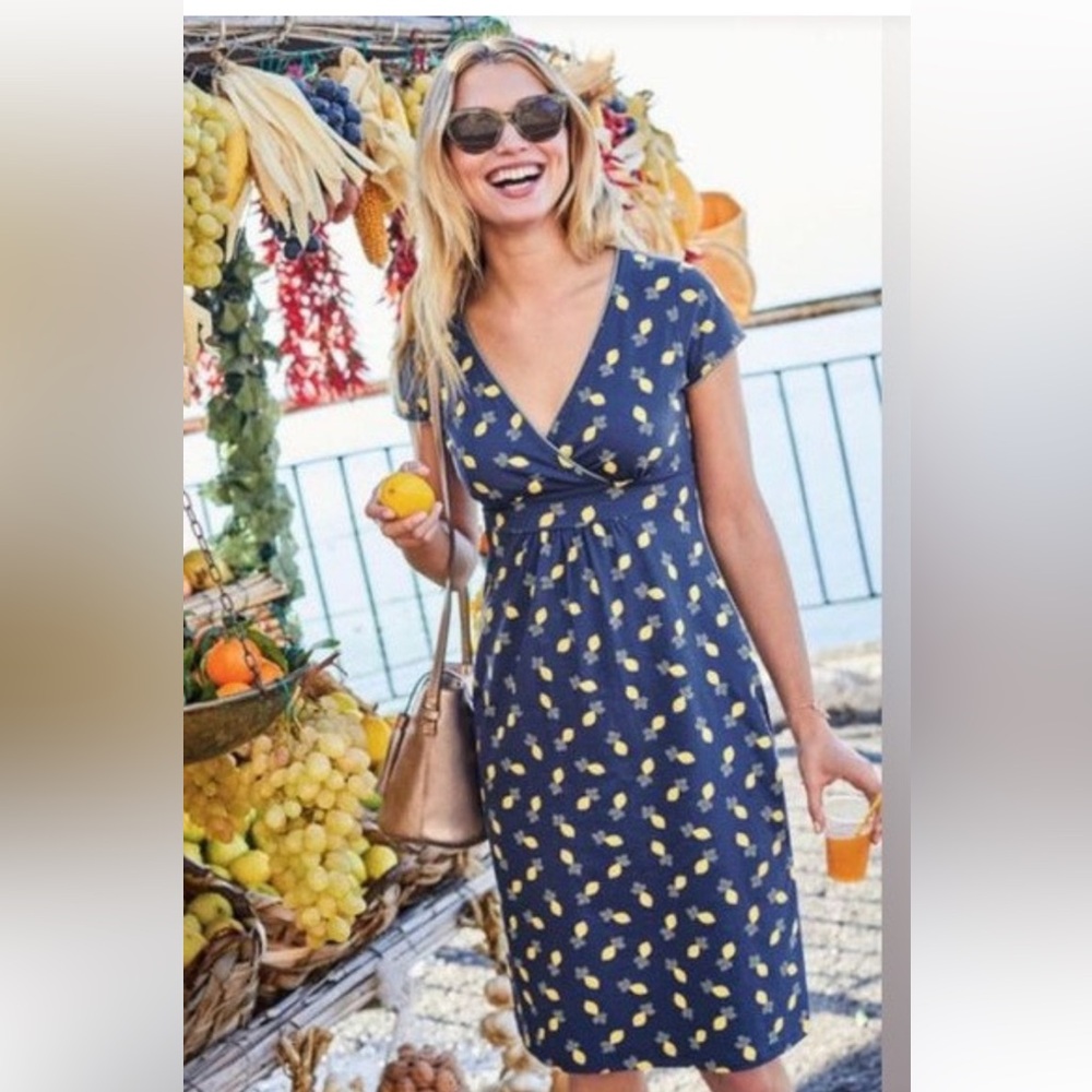 Boden Lola Lemon Print Mini Dress - 14L